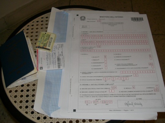 Formulários para o Permesso di Soggiorno