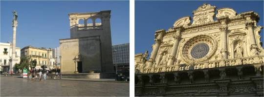 Piazza Sant'Oronzo (o padroeiro da cidade) e Basilica di Santa Croce.